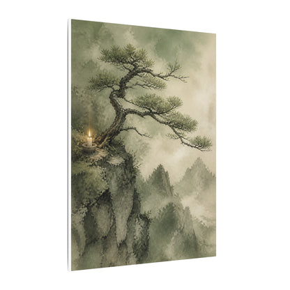 Candlelight Pine Tree Canvas Art - Japandi Kanso