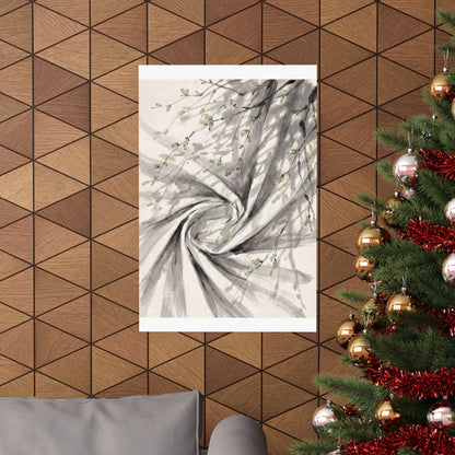Silk Drape Wall Art Print | Spring Zen Sumi E Art