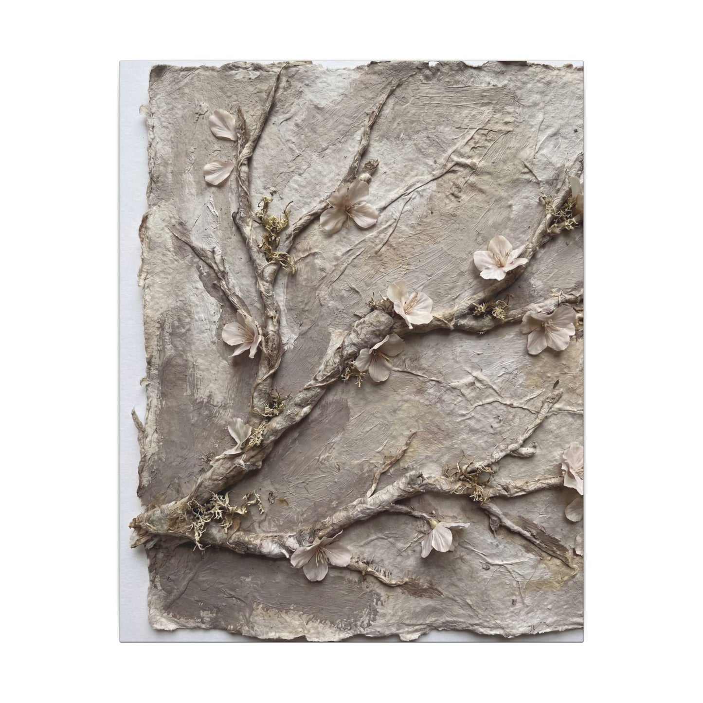 Summer Cherry Blossom Texture Canvas Art | Earthy Decor