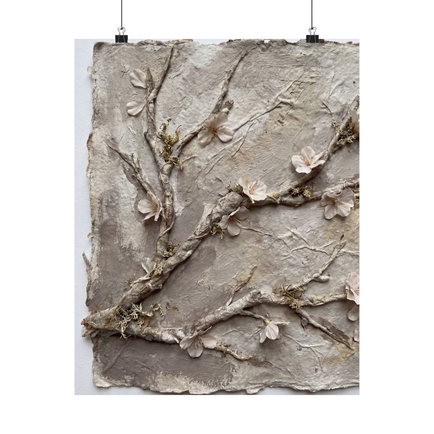 Summer Cherry Blossom Texture Wall Art Print | Neutral Decor