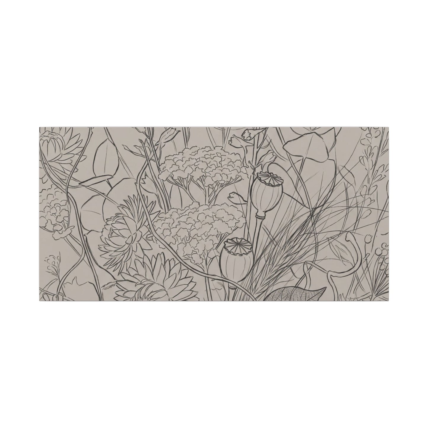 Summer Dried Flowers Minimal Line Canvas Art | Elegant Decor