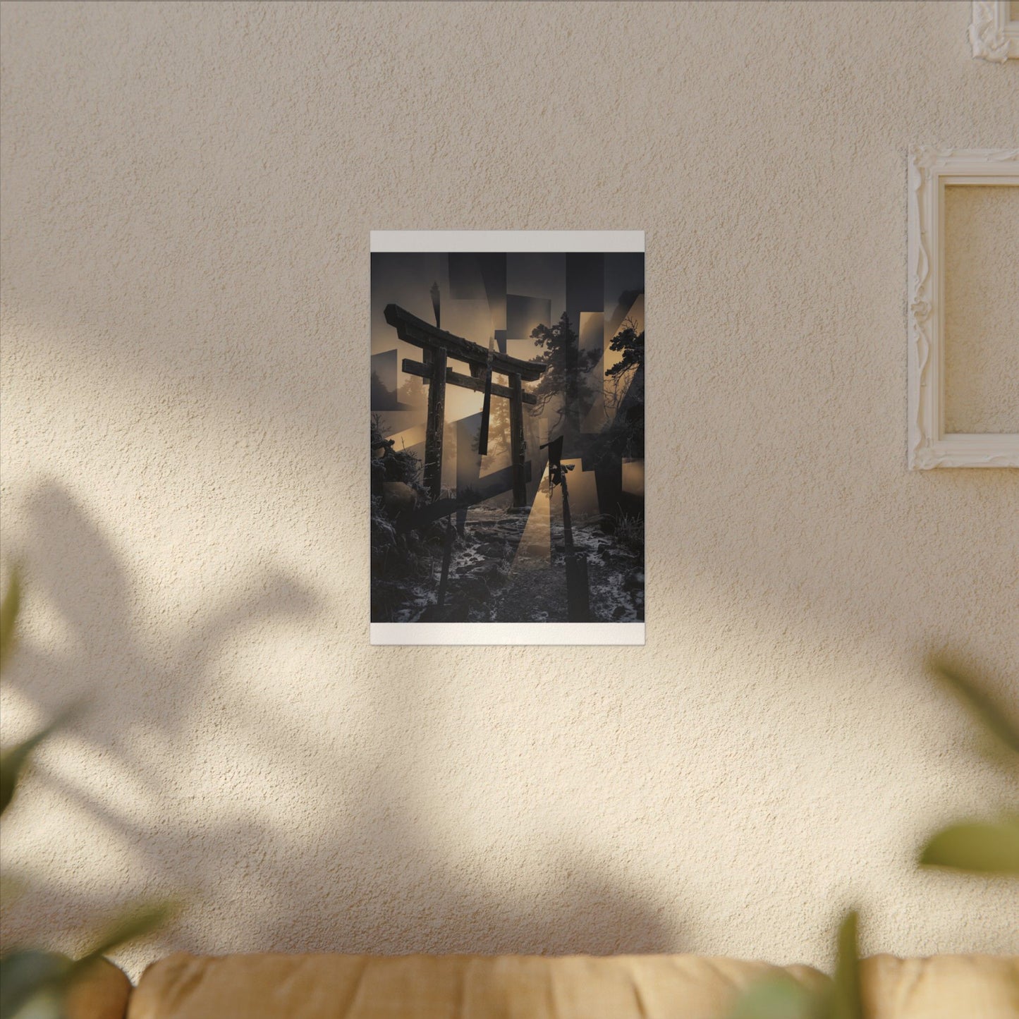 Winter Torii Gate Moody Minimal Canvas Art | Bold Decor
