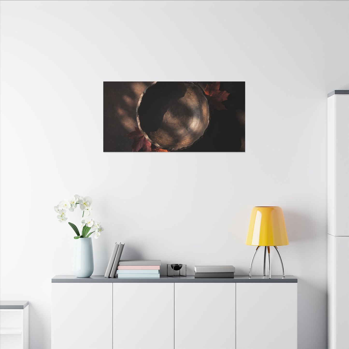 Ceramic Bowl Canvas Art | Autumn Dark Japandi Dark Texture Art