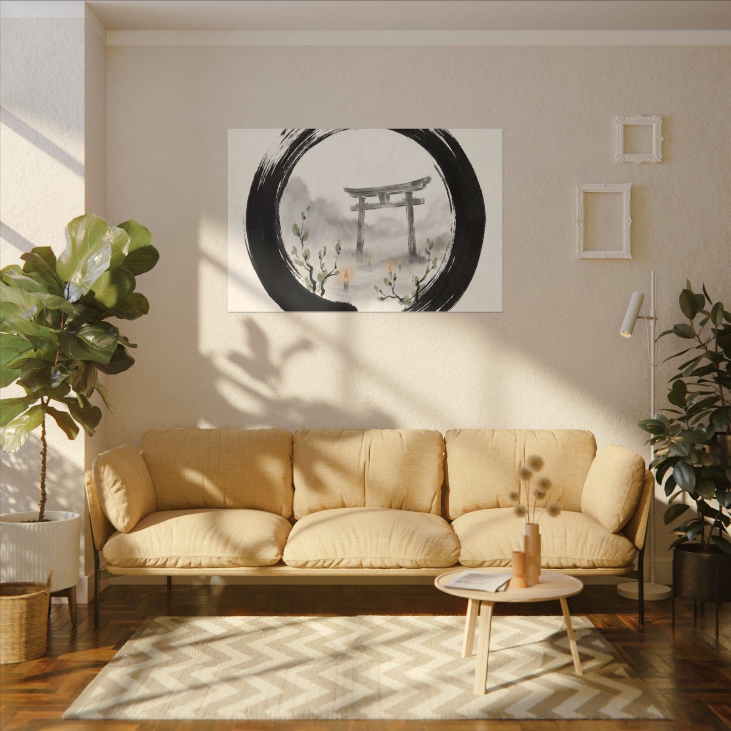 Spring Torii Gate Enso Canvas Art | Tranquil Decor