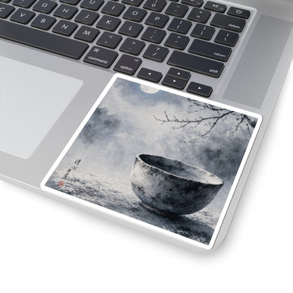 Tranquil Ceramic Bowl Sticker - Sumi E Zen