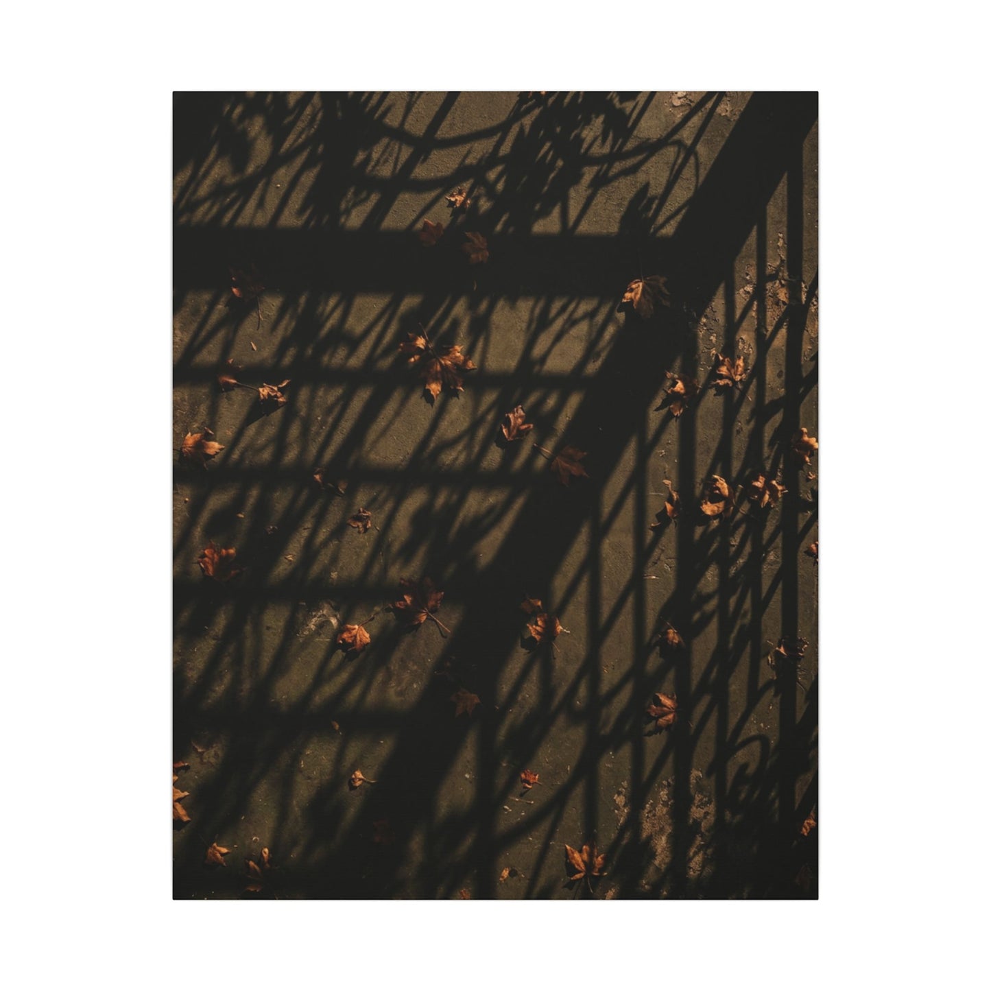 Shadow Play Canvas Art | Autumn Dark Japandi Moody Minimal Art