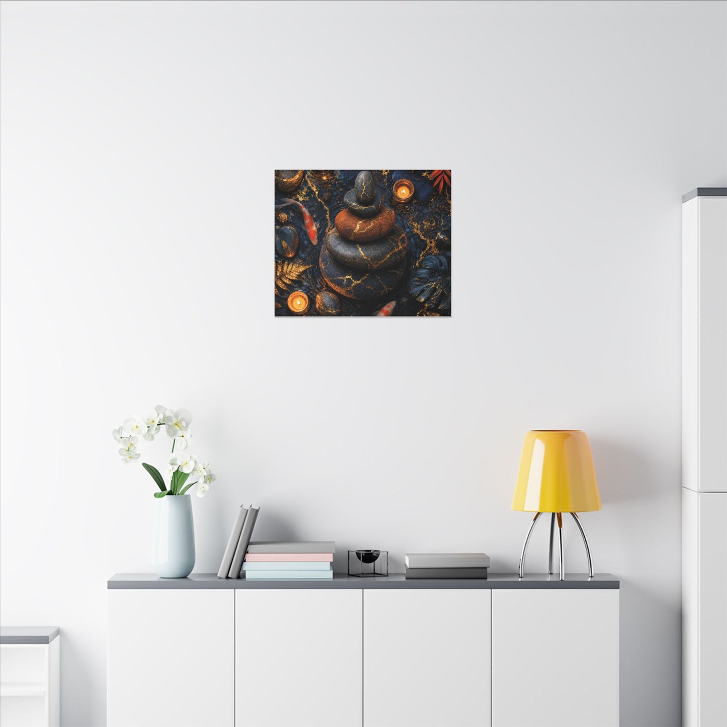Summer River Stones Gold Vein Canvas Art | Resilient Decor