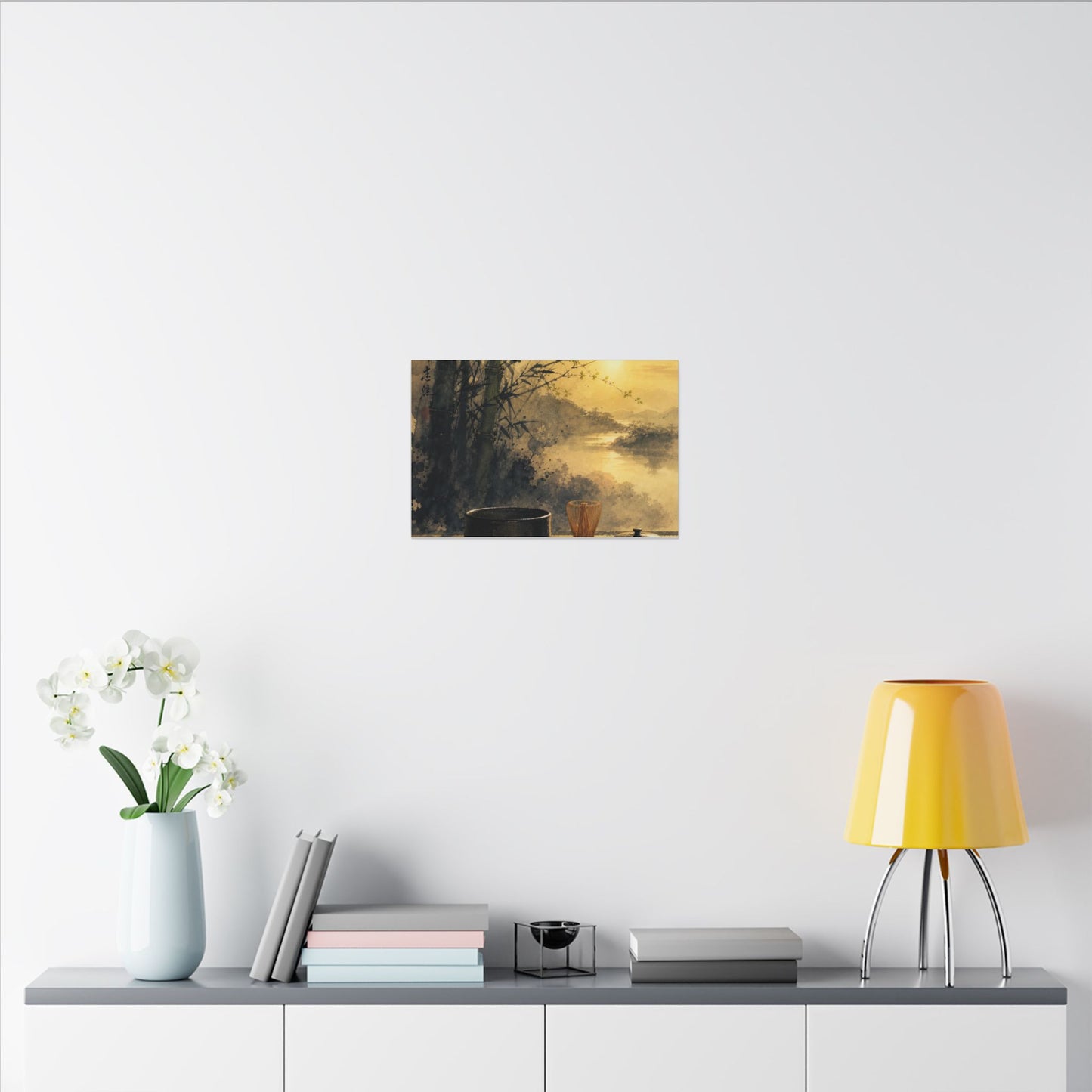 Tea Ceremony Sumi E Canvas Art | Contemplative Zen Art