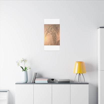 Japandi Wisteria in Candlelight | Minimal Line Canvas Art