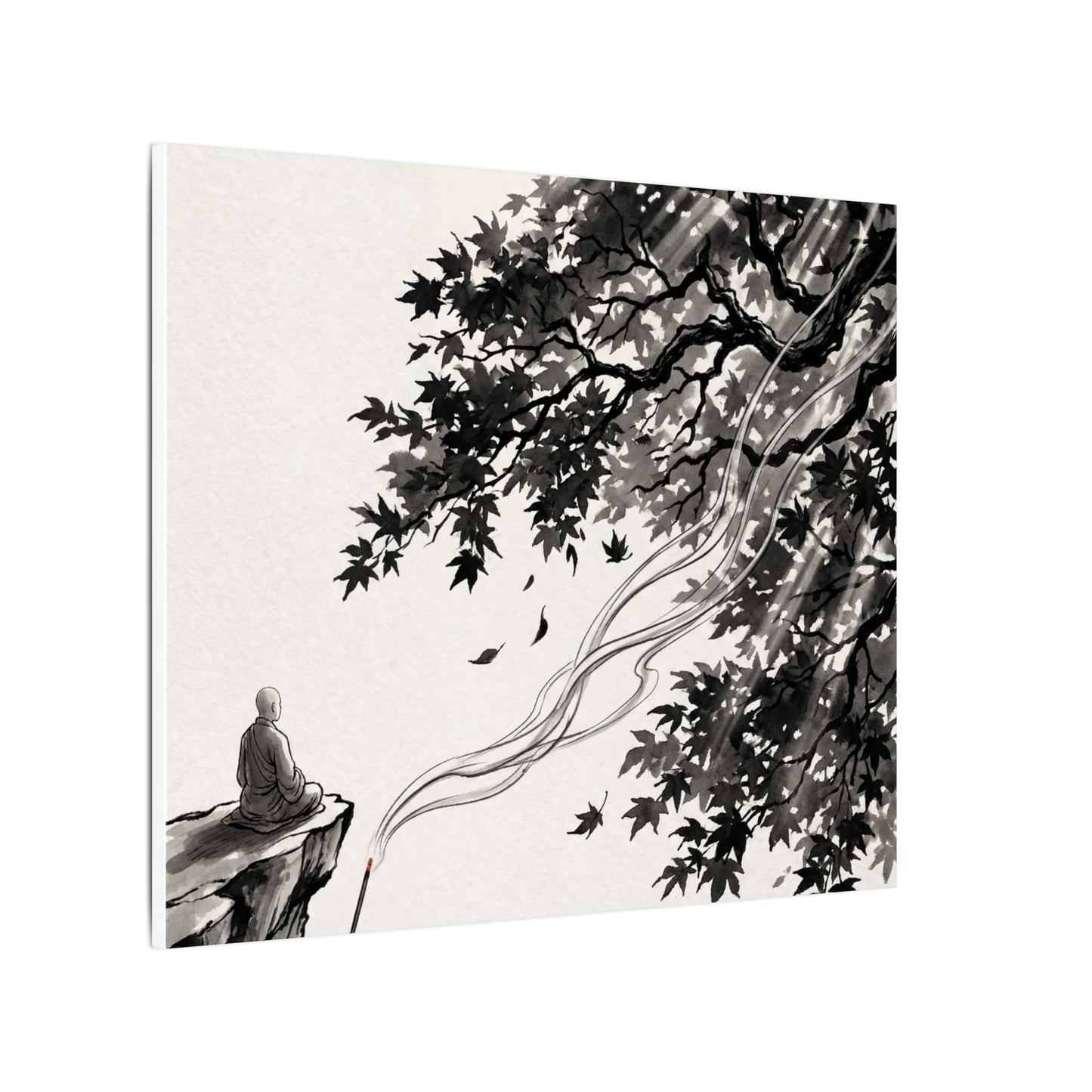 Serene Incense Smoke Canvas Art - Ukiyo E Inspired Zen