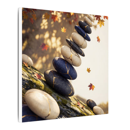 Ma River Stones Canvas Art - Kintsugi Gold Vein