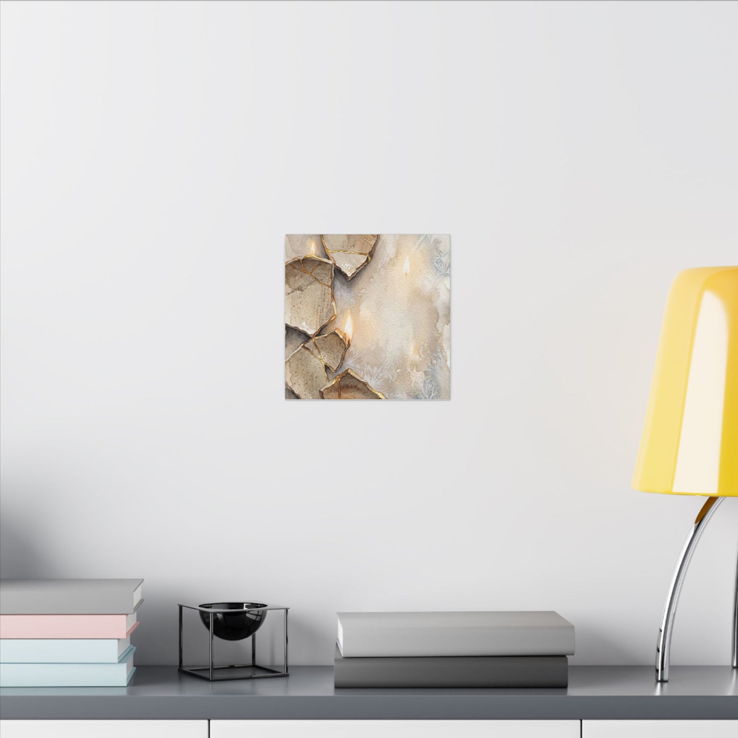 Broken Pottery Winter Canvas Art | Japandi Warm Design