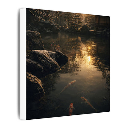 Winter Koi Pond Shadow Zen Canvas Art | Bold Decor