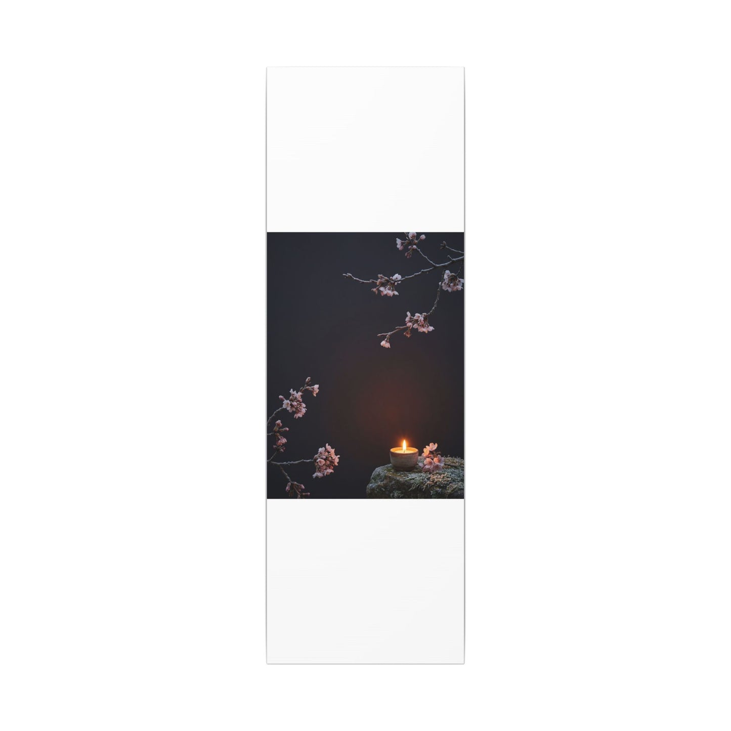 Dark Japandi Cherry Blossom in Candlelight | Moody Minimal Canvas Art