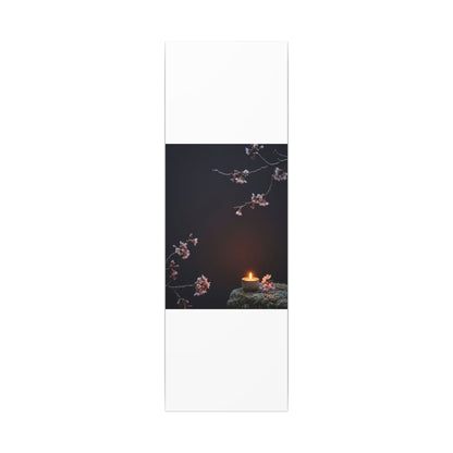 Dark Japandi Cherry Blossom in Candlelight | Moody Minimal Canvas Art