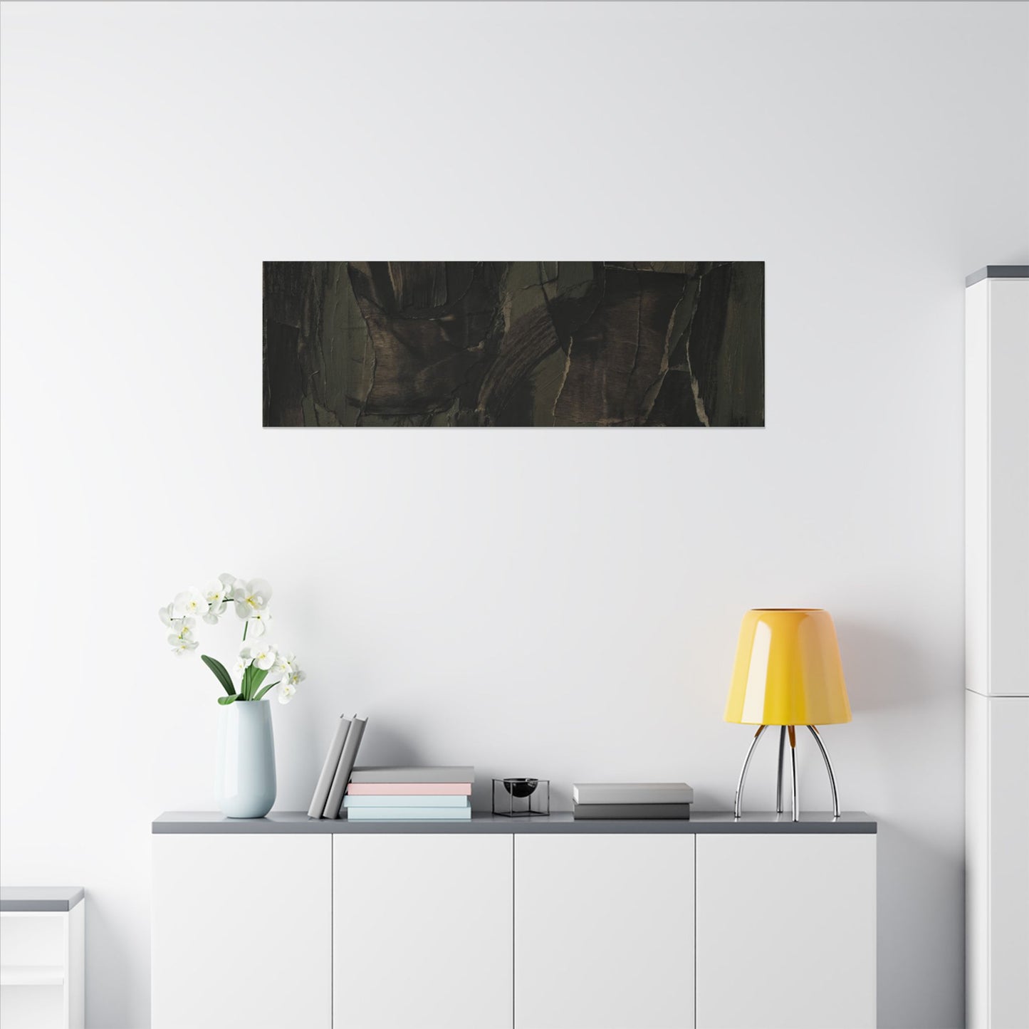 Mixed Media Dark Japandi Textured Canvas Art