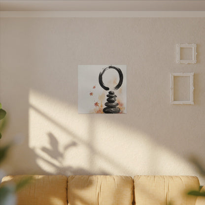 River Stones Canvas Art | Autumn Zen Enso Art