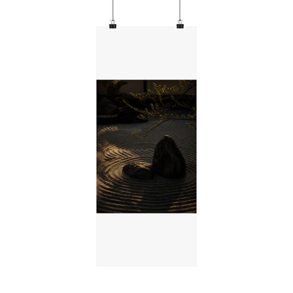 Golden Hour Rock Garden Wall Art Print - Dark Japandi Ma