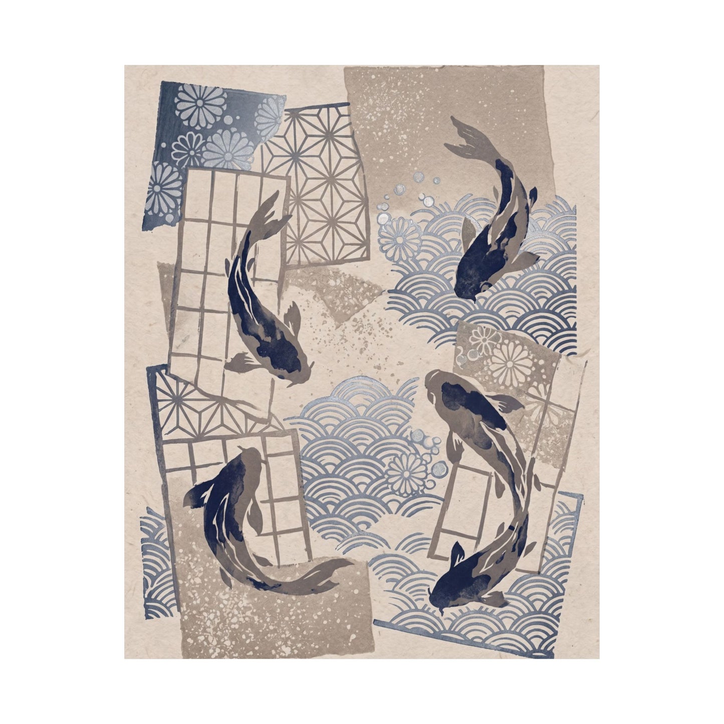 Seijaku Koi Pond Wall Art Print - Japandi Japanese Pattern