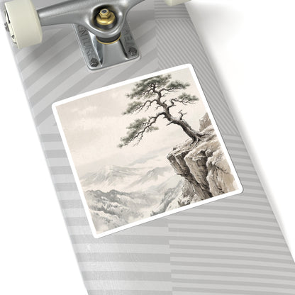 Neutral Pine Tree Sticker - Japanese Pattern Japandi