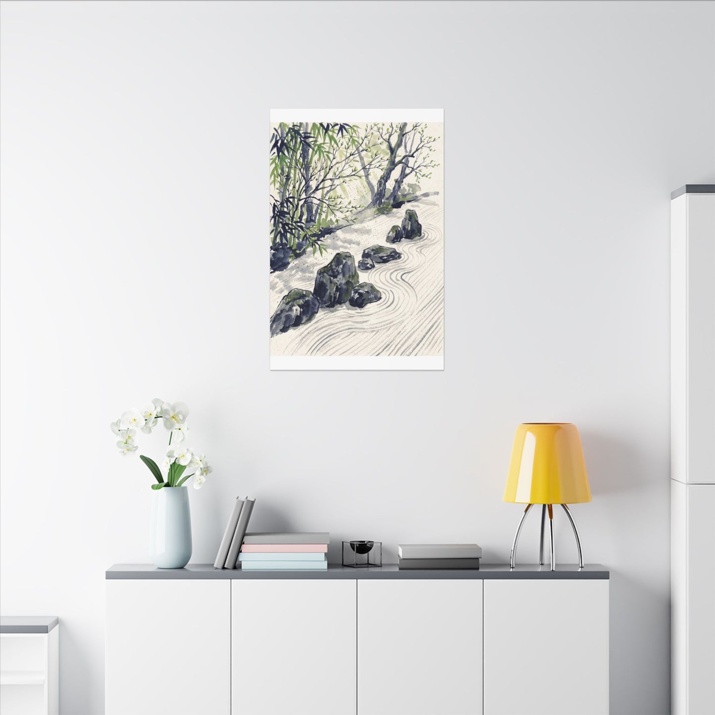 Dappled Rock Garden Canvas Art - Zen Mono No Aware