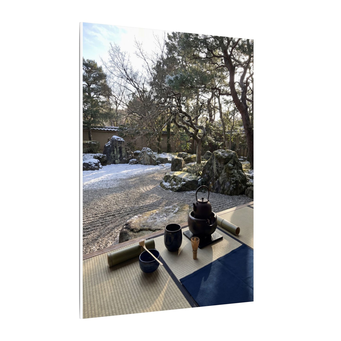 Winter Tea Ceremony Karesansui Canvas Art | Serene Decor