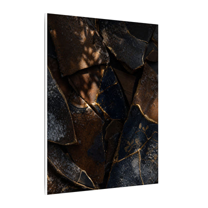 Fukinsei Broken Pottery Canvas Art - Dark Japandi Dark Texture