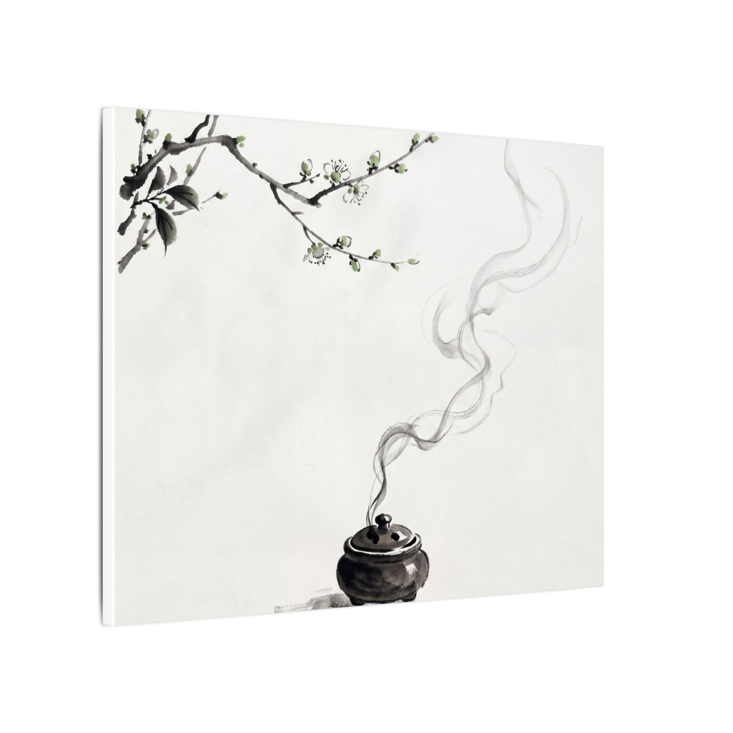 Calm Incense Smoke Canvas Art - Sumi E Zen