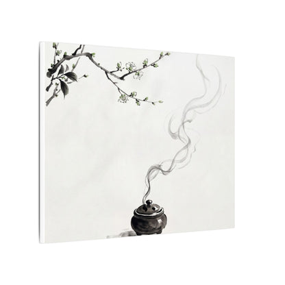 Calm Incense Smoke Canvas Art - Sumi E Zen