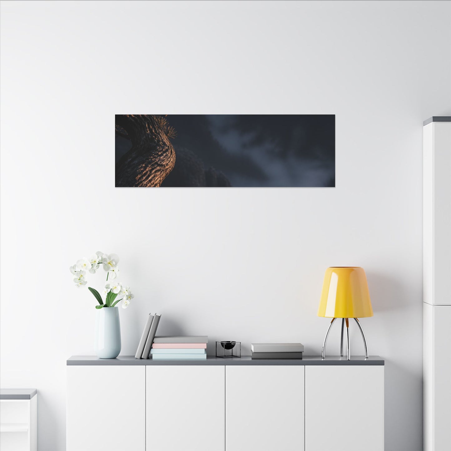 Bold Pine Tree Canvas Art - Shadow Zen Dark Japandi