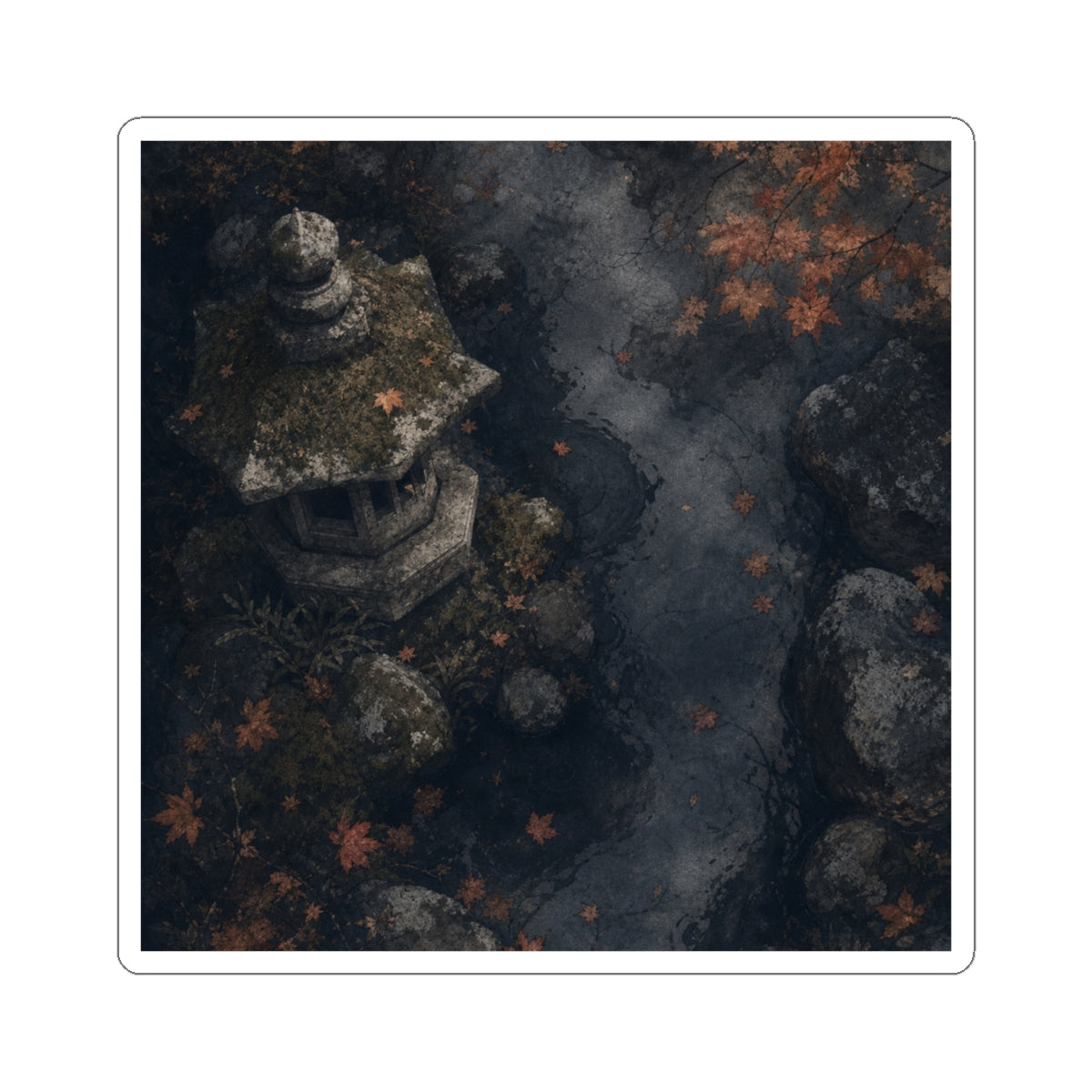 Moonlight Stone Lantern Sticker - Japandi Ma