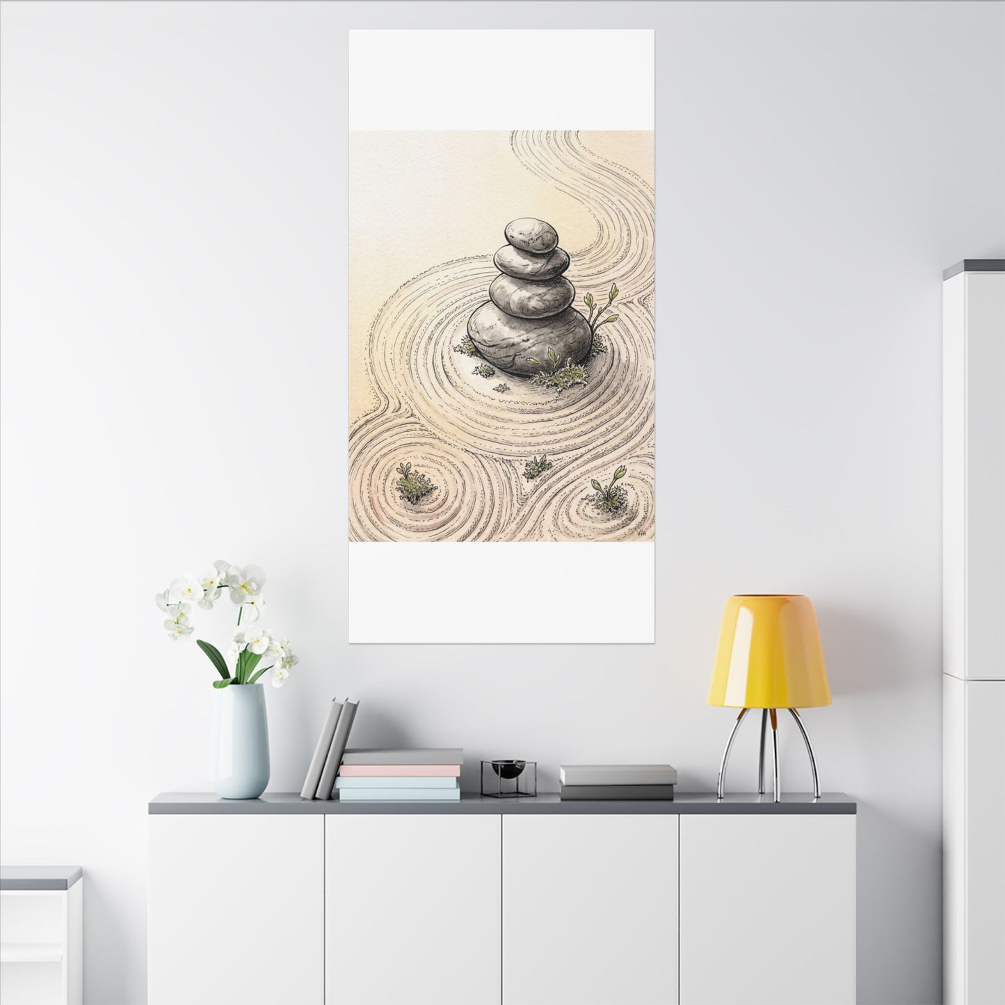 River Stones Spring Canvas Art | Zen Serene Design