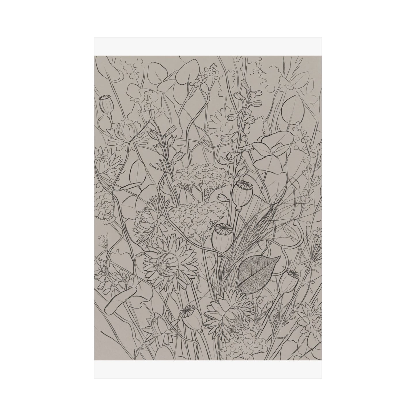 Summer Dried Flowers Minimal Line Wall Art Print | Cozy Decor