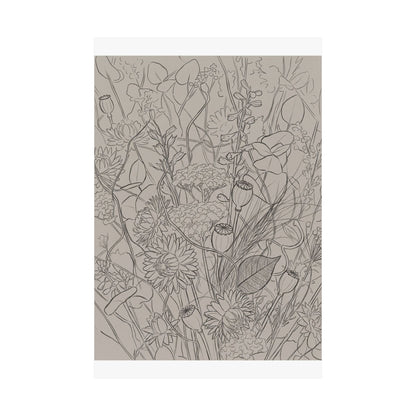 Summer Dried Flowers Minimal Line Wall Art Print | Cozy Decor