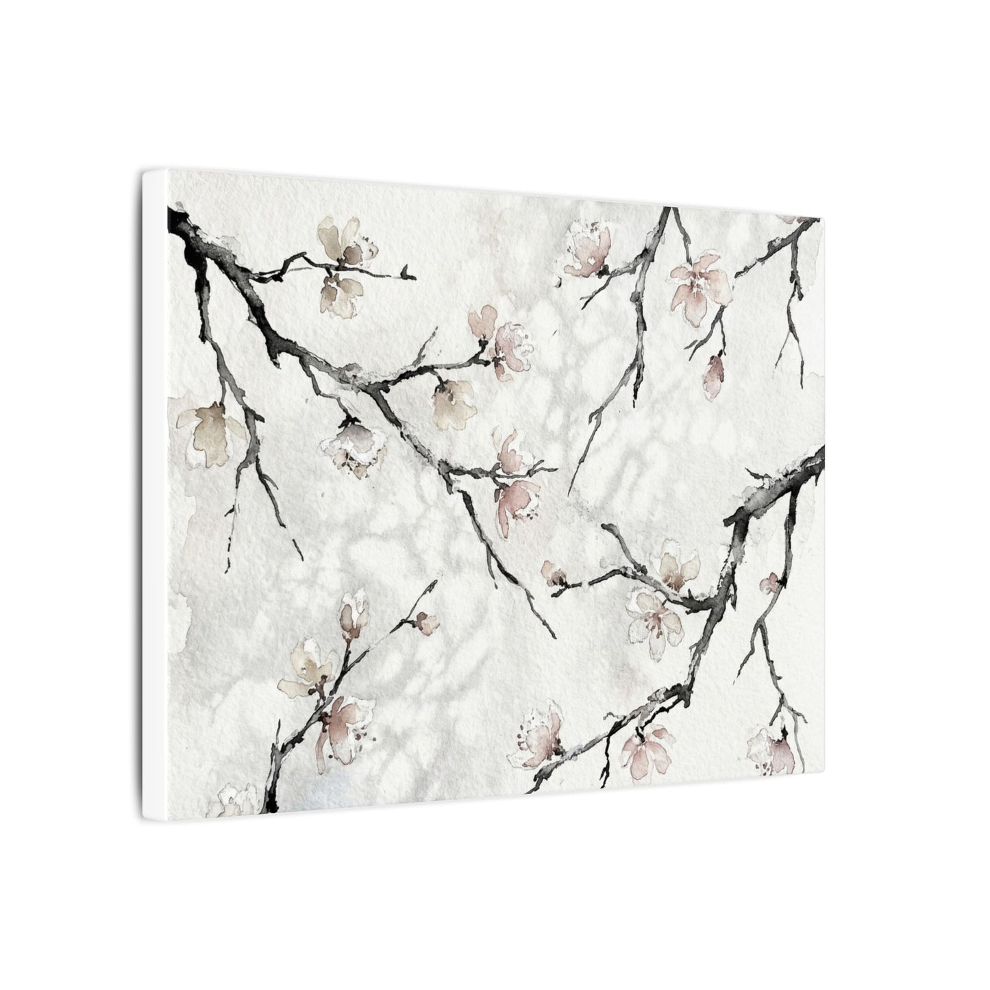 Cherry Blossom Canvas Art | Winter Japandi Watercolor Art