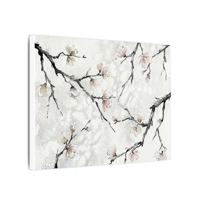Cherry Blossom Canvas Art | Winter Japandi Watercolor Art