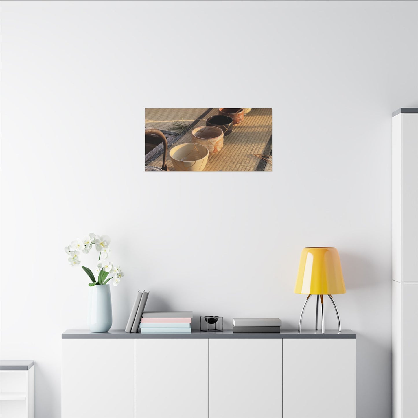 Kintsugi Tea Ceremony in Golden Hour | Gold Repair Canvas Art