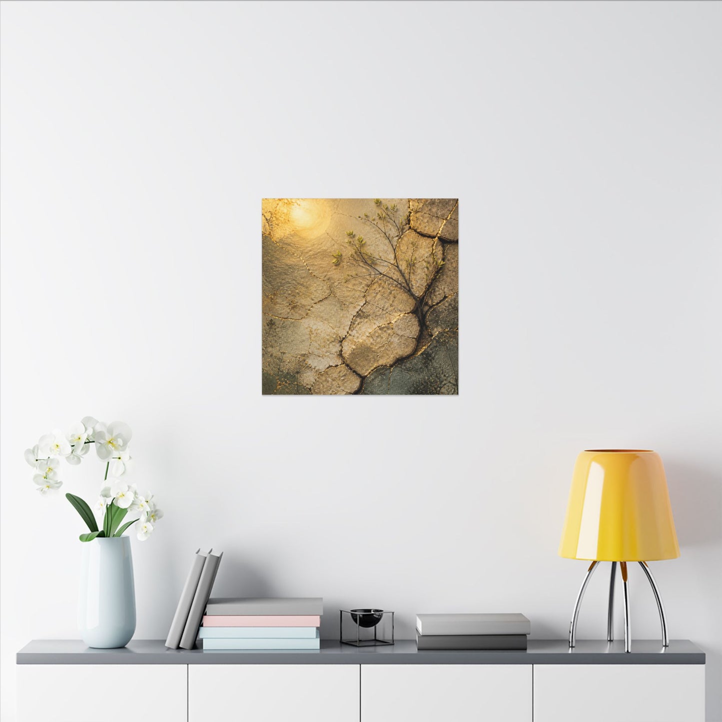 Cracked Earth Spring Canvas Art | Japandi Warm Design