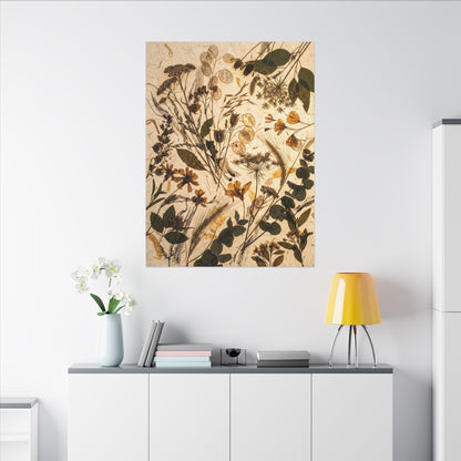 Dried Flowers Summer Canvas Art | Japandi Neutral Design