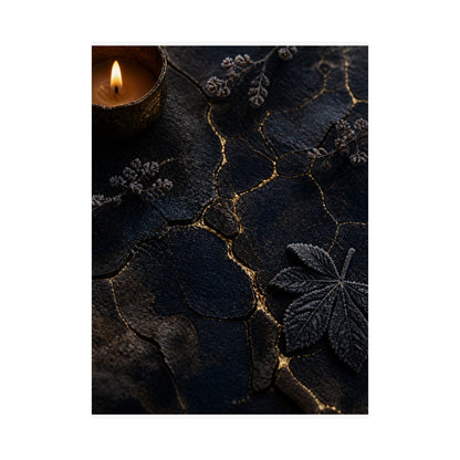 Luxurious Cracked Earth Wall Art Print - Moody Minimal Dark Japandi