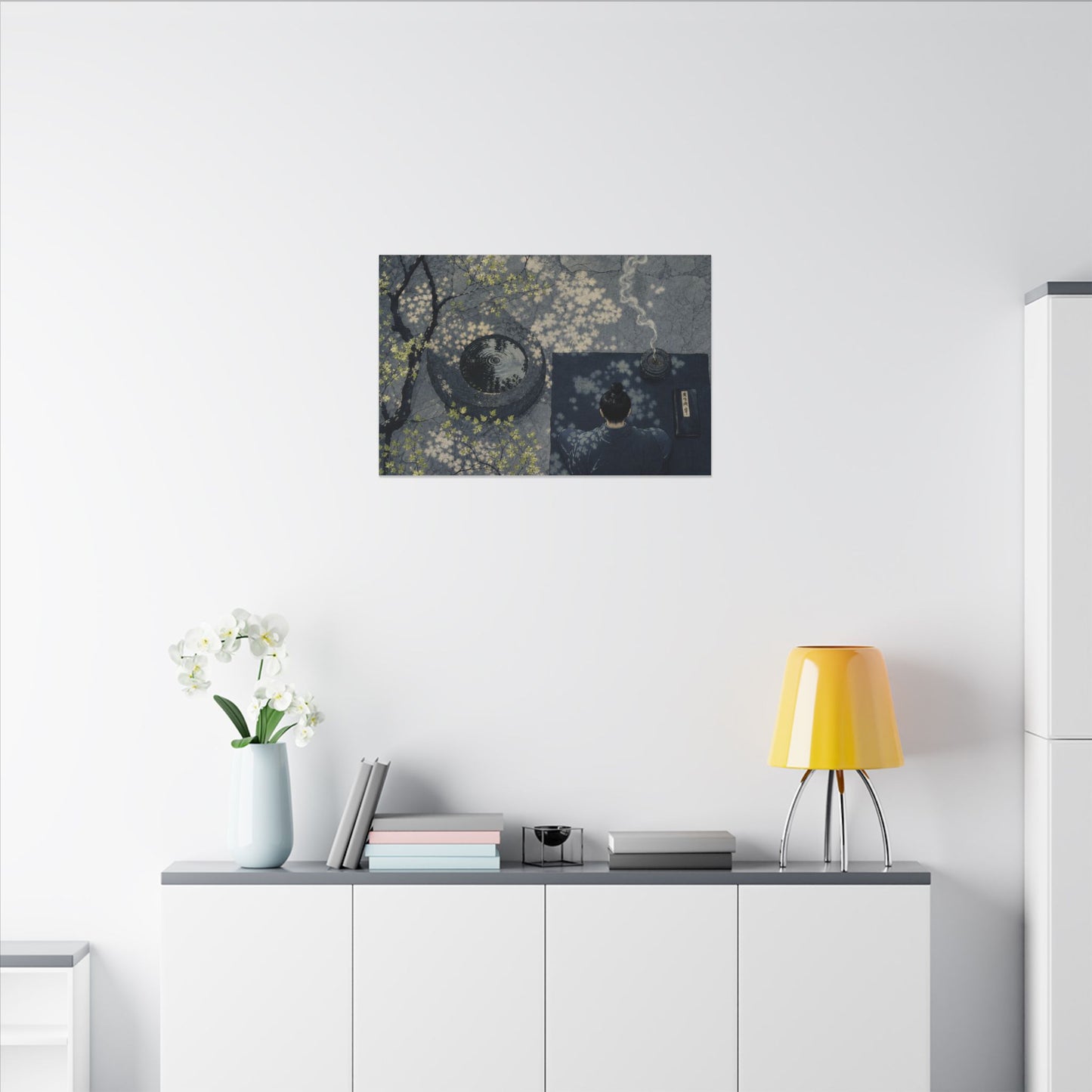 Spring Incense Smoke Ukiyo E Inspired Canvas Art | Tranquil Decor