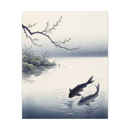 Ma Koi Pond Canvas Art - Zen Ukiyo E Inspired
