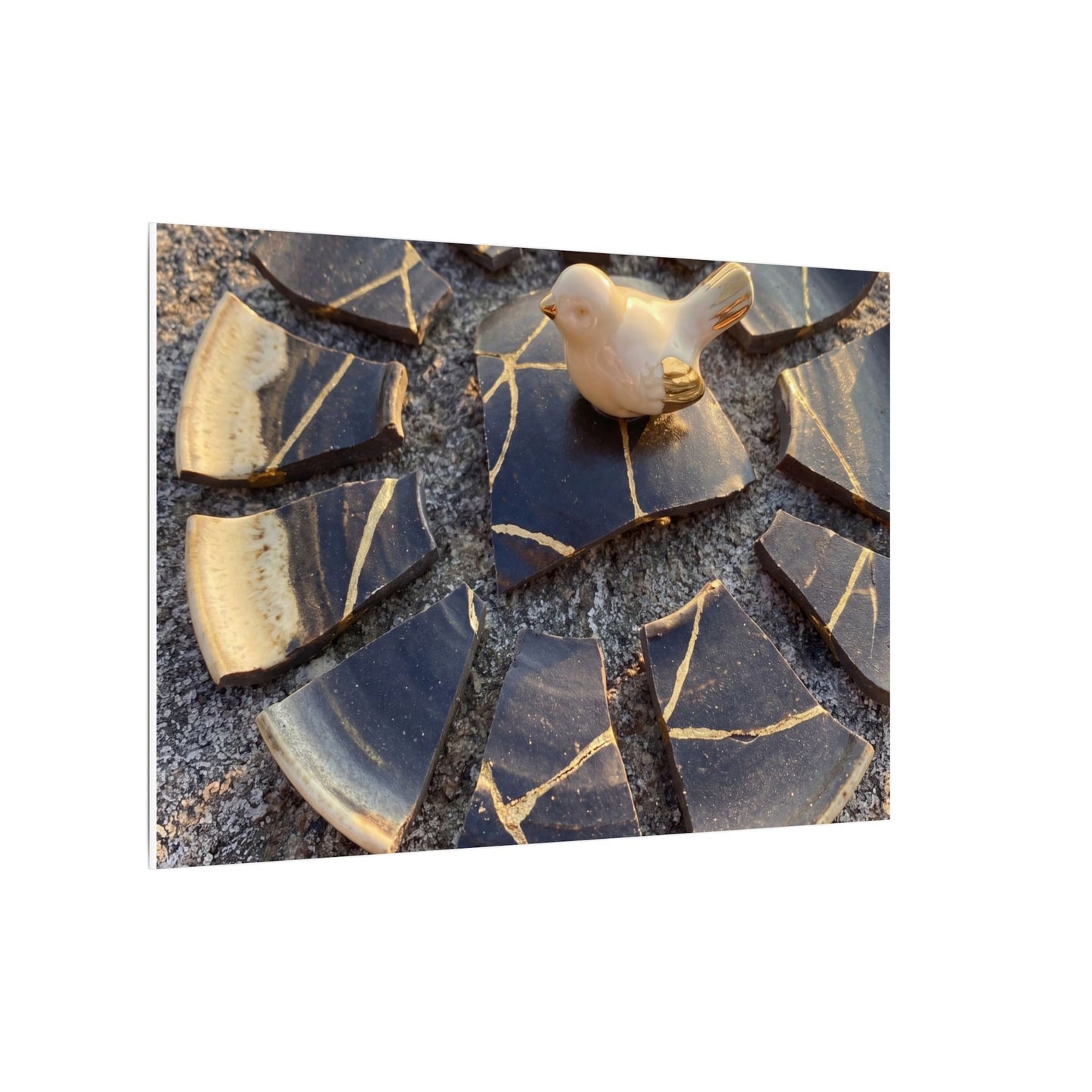Golden Hour Broken Pottery Canvas Art - Kintsugi Datsuzoku