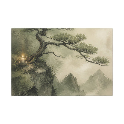 Candlelight Pine Tree Canvas Art - Japandi Kanso