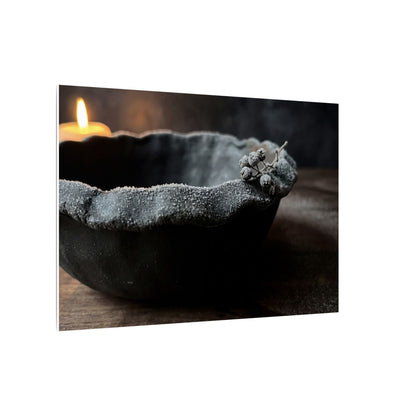 Ceramic Bowl Canvas Art | Winter Dark Japandi Shadow Zen Art