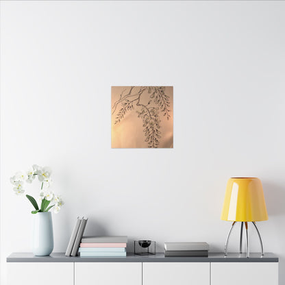 Japandi Wisteria in Candlelight | Minimal Line Canvas Art
