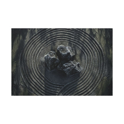 Moody Rock Garden Canvas Art - Dark Texture Dark Japandi