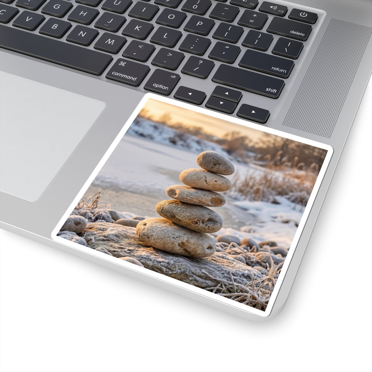River Stones Winter Sticker | Japandi Cozy Design