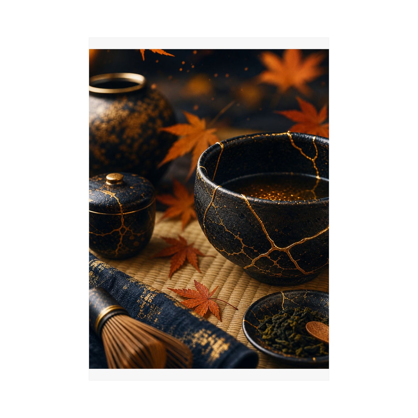 Tea Ceremony Gold Repair Wall Art Print | Healing Kintsugi Art