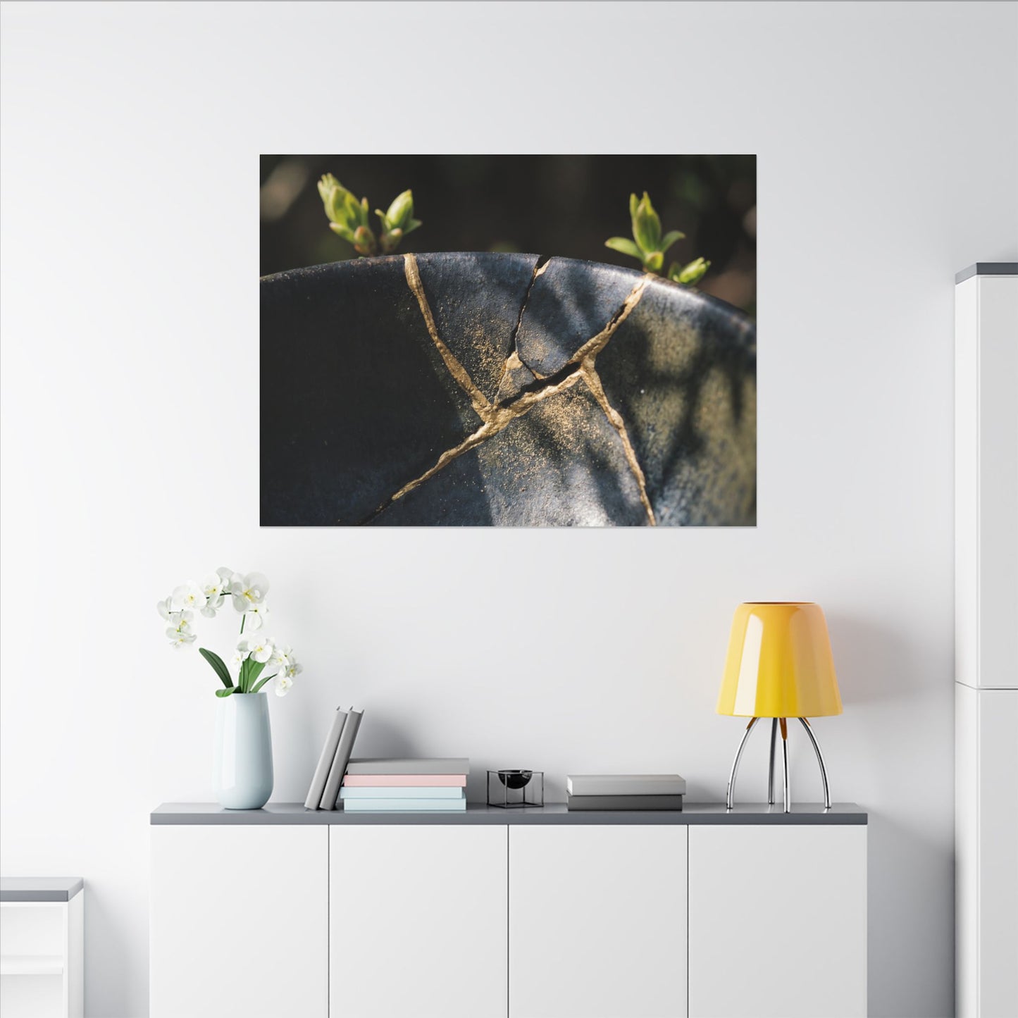 Seijaku Broken Pottery Canvas Art - Dark Japandi Shadow Zen